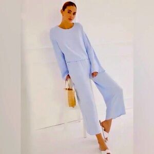 Something Navy Light Blue Viscose Two-Piece Lounge Set